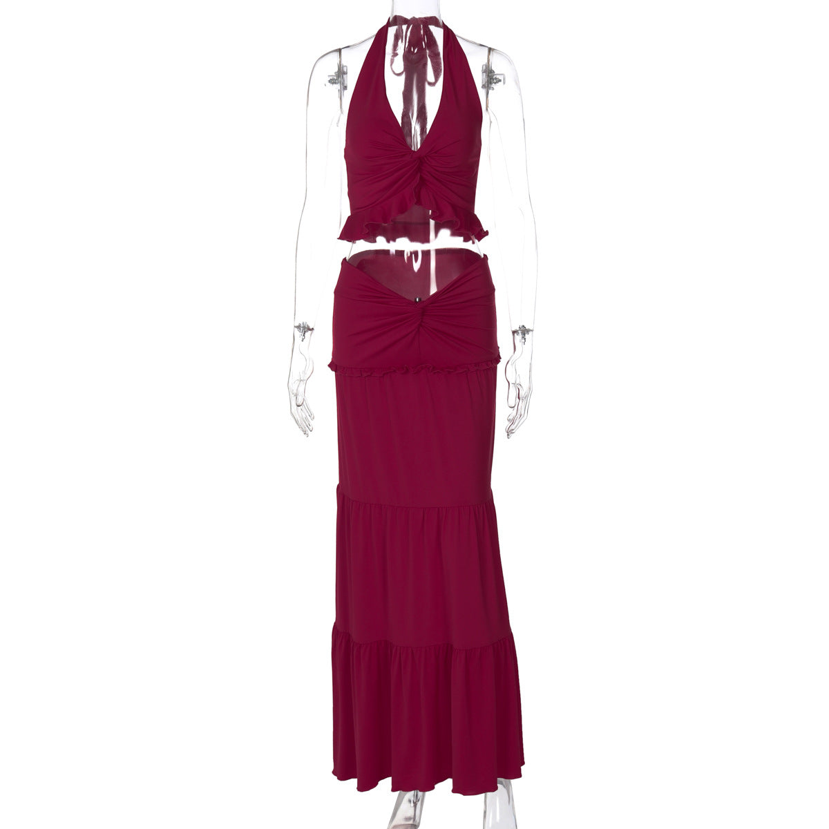 Women's Spring Sexy Wooden Ear Halter Spaghetti Straps Detail Suits