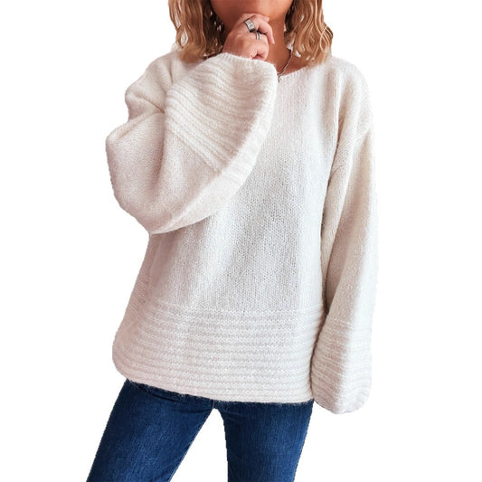 Round Neck Retro Chic Long Sleeve Sweaters
