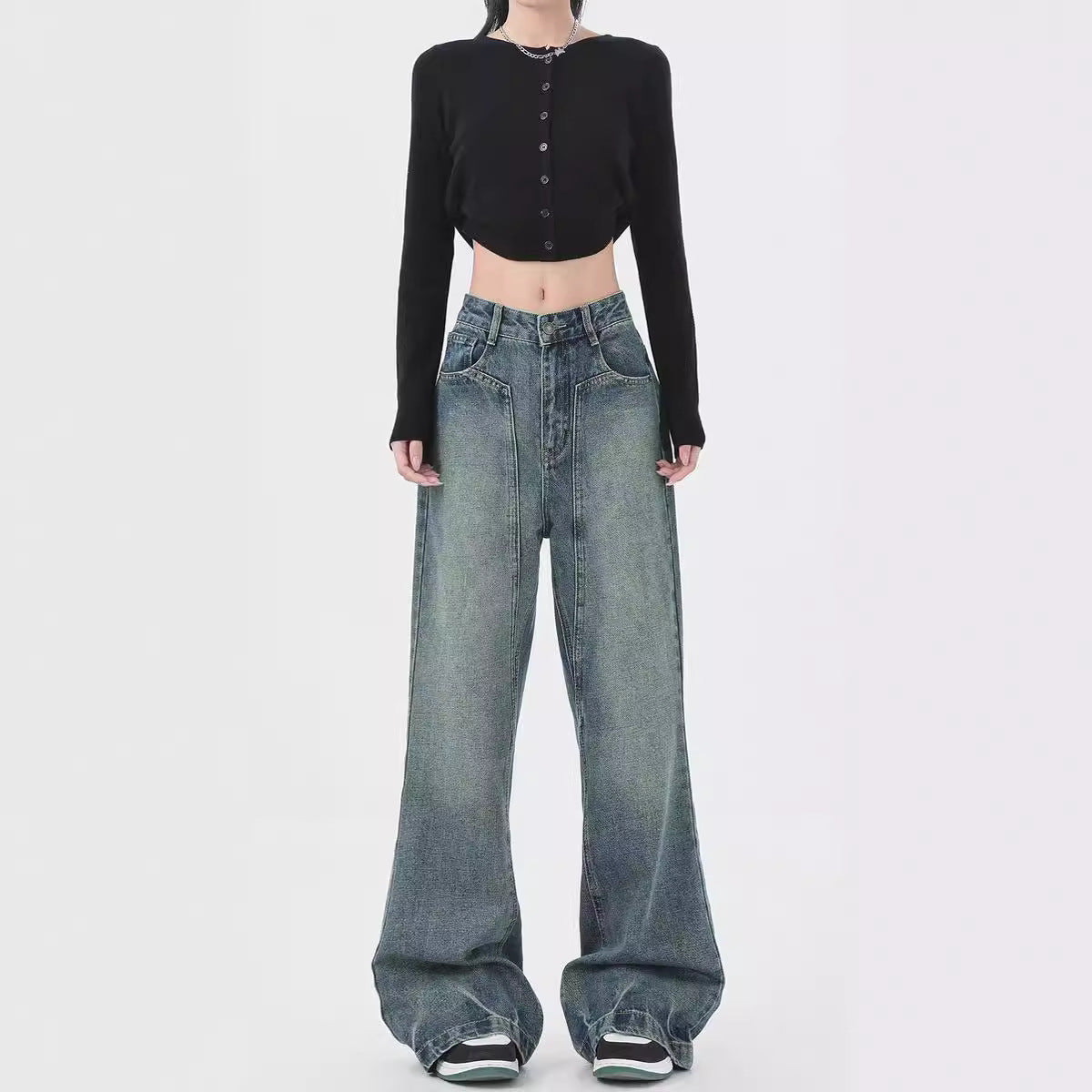 Gradient Slightly Spicy American Retro Design Jeans