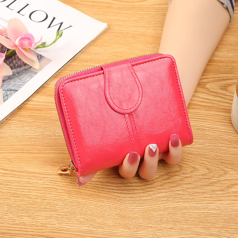 Women's Short Cute Refreshing Zipper Soft Leather Ladies Wallets
