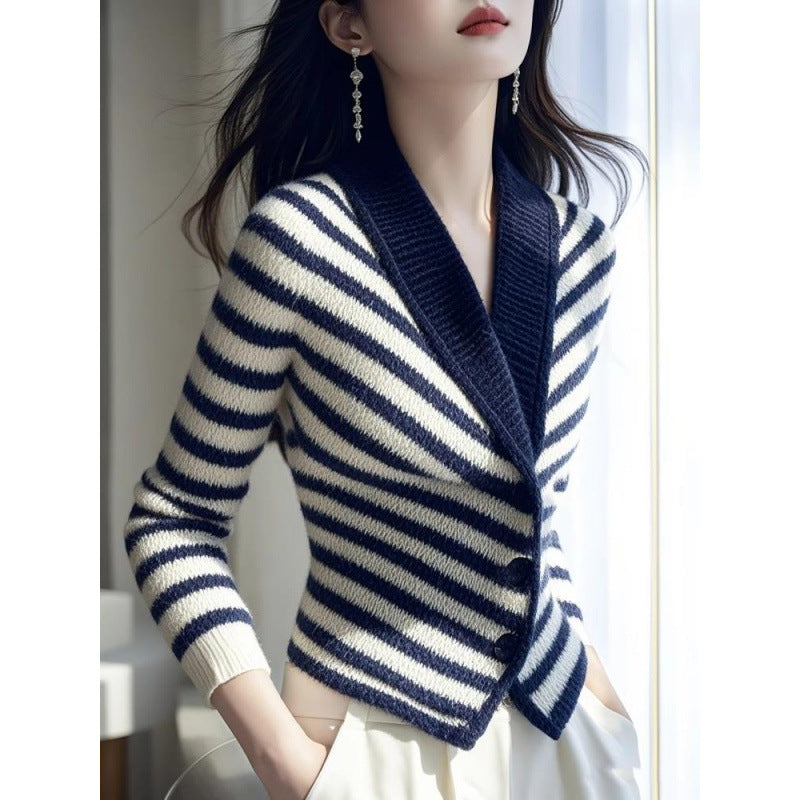 Unique Beautiful Blue Striped Can Be Sweaters