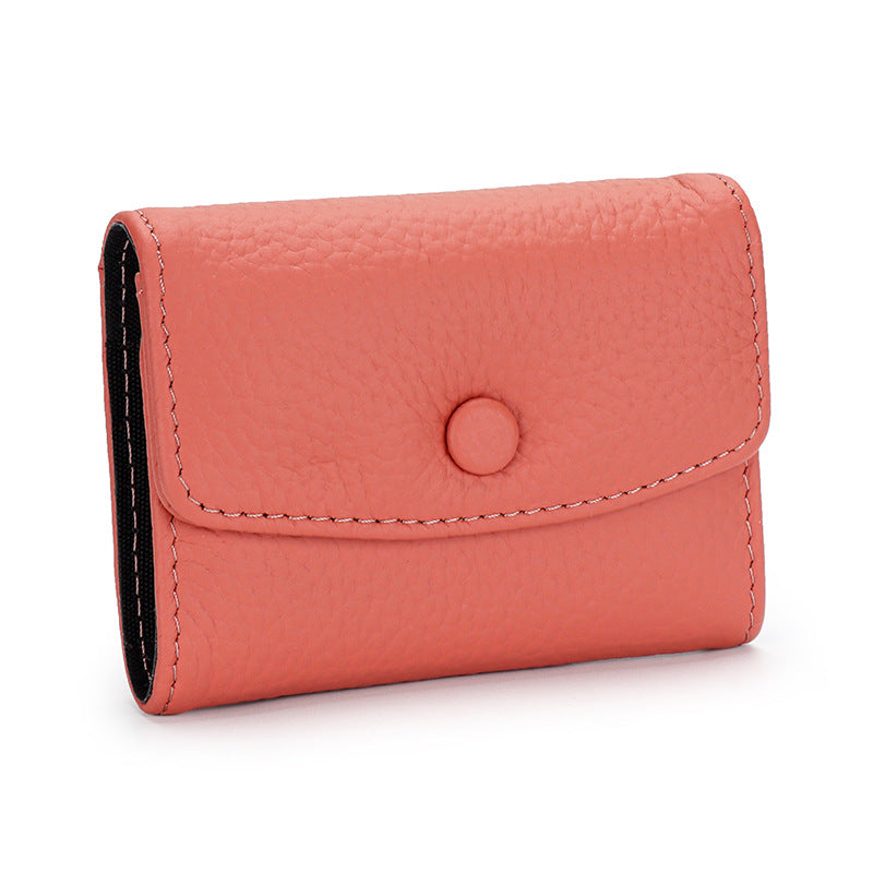 Female First Layer Short Cowhide Expanding Multiple Card Holder