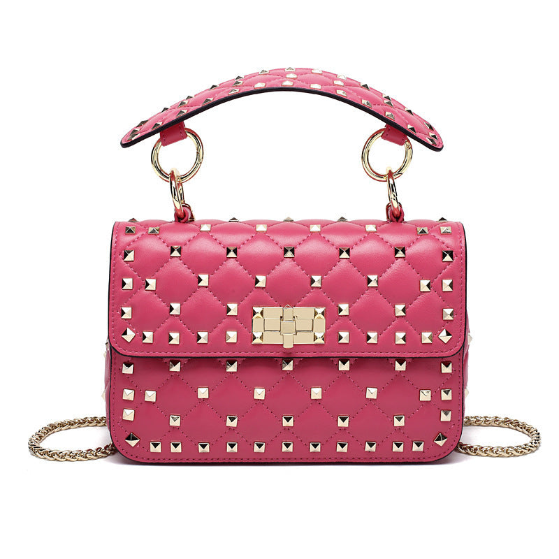 Women's Leather Rhombus Chain Rivet Portable Bags