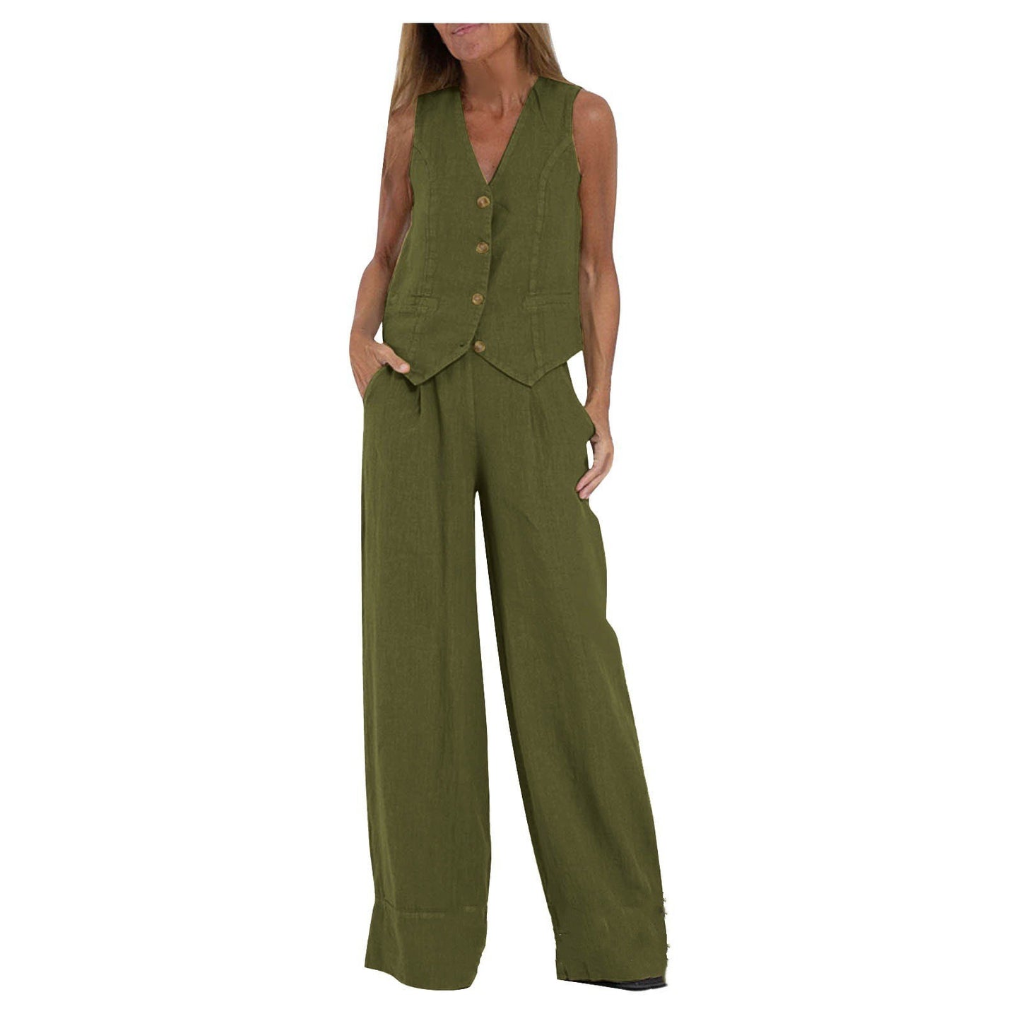 Trousers Patchwork Pure Sleeveless Color Temperament Fashion Casual Suit