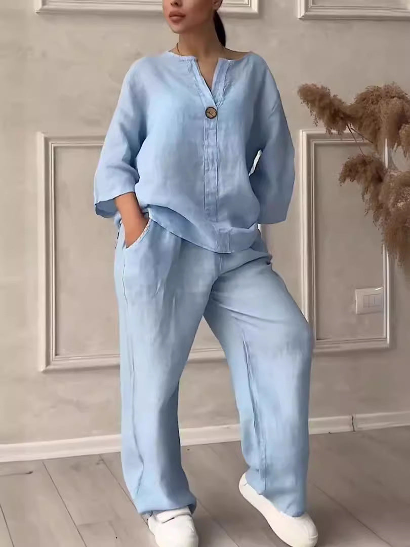Women's Wear Comfortable Loose Wide Leg Cotton Tops