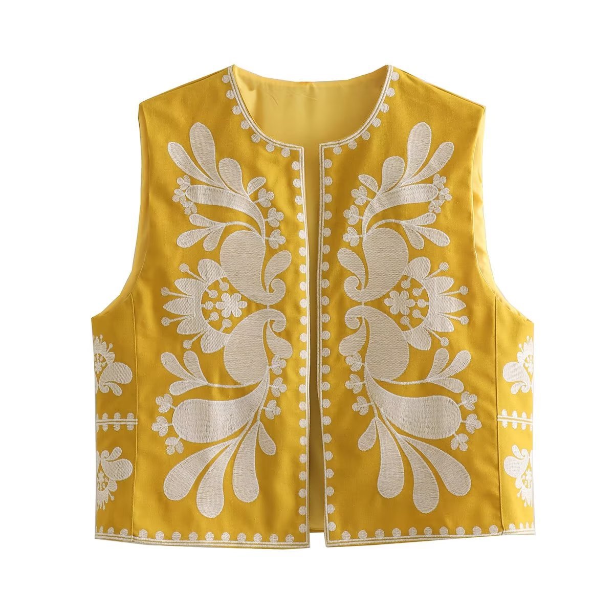 Cool Summer Embroidered Crew Neck Fashion Vests