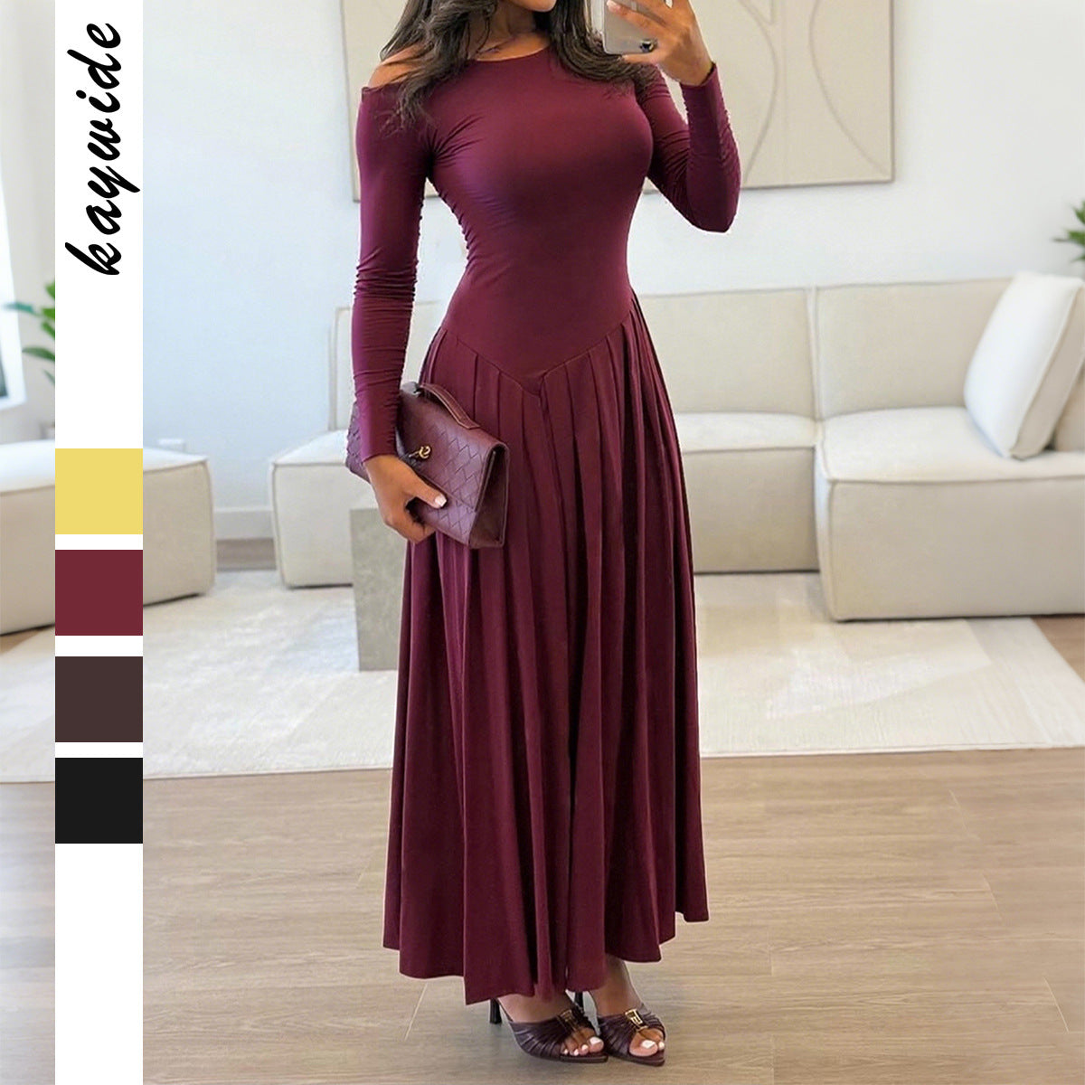 Women's Elegant High Waist Long Sleeves Dress