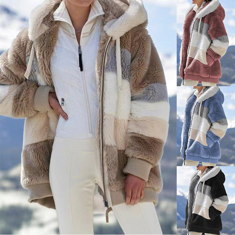 Women's Loose-fitting Long Sleeve Plush Hooded Sweaters