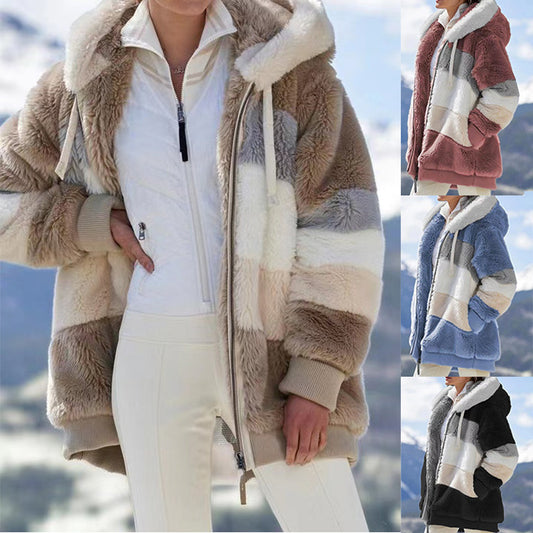 Women's Loose-fitting Long Sleeve Plush Hooded Sweaters