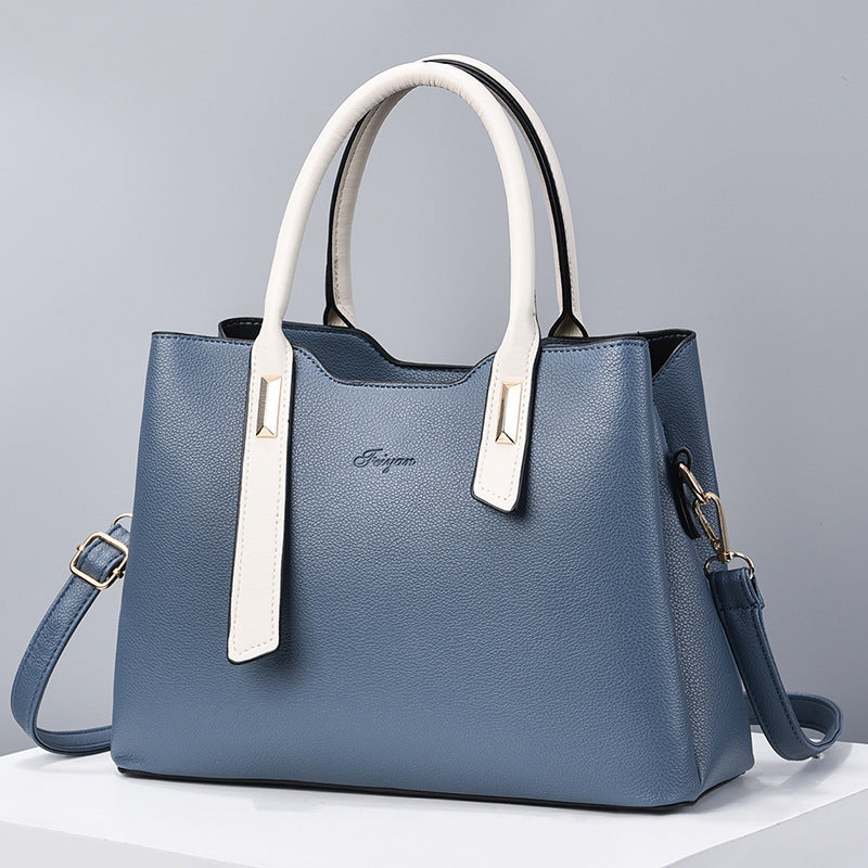 Women's Korean Style Color Matching Large Capacity Handbags
