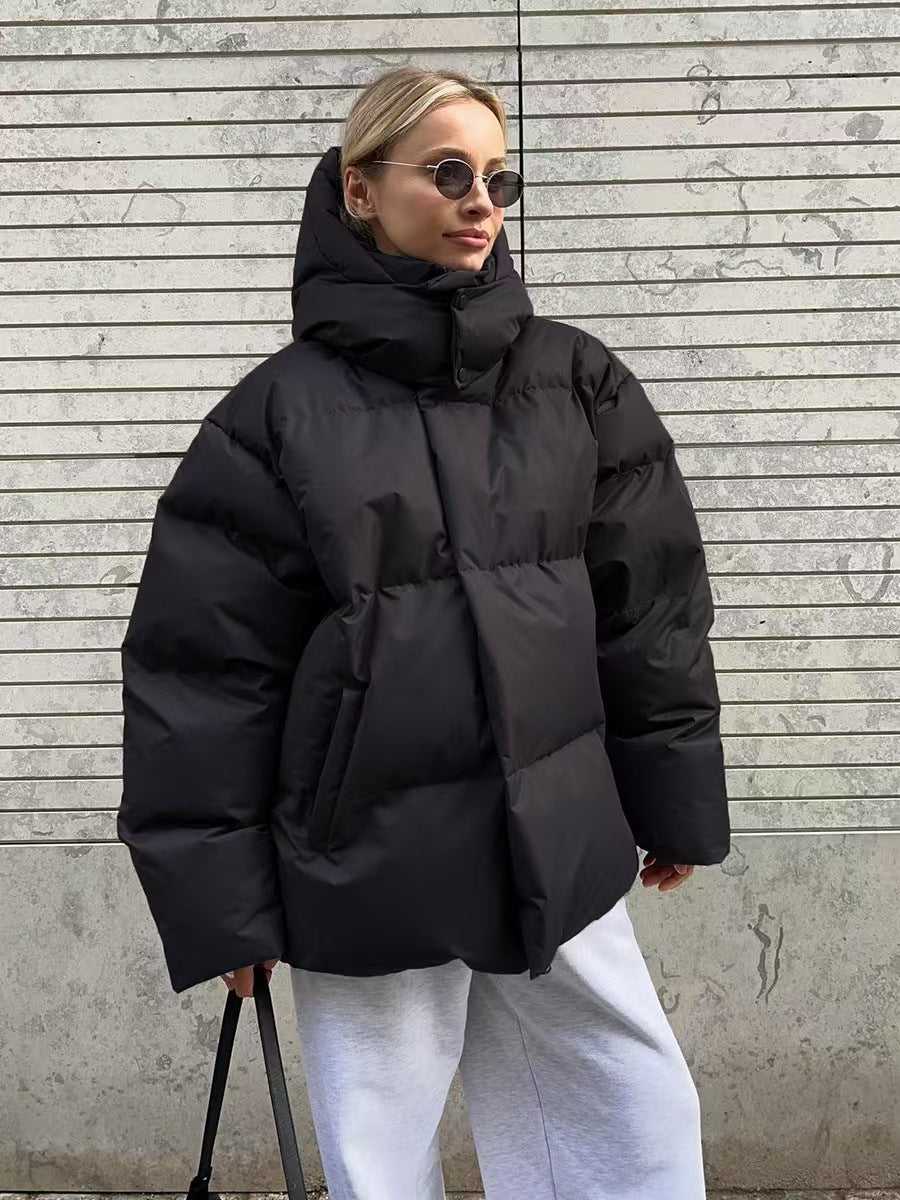 Women's Thickened Thermal Zipper Hooded Casual Loose Long Coats