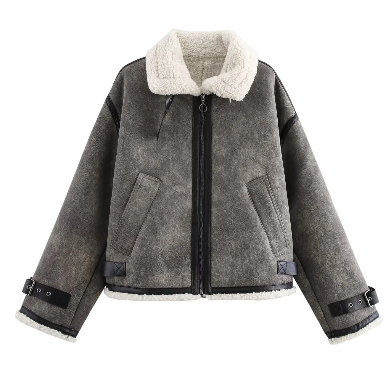 Women's Colors Fur Integrated Lamb Wool Thick Coats