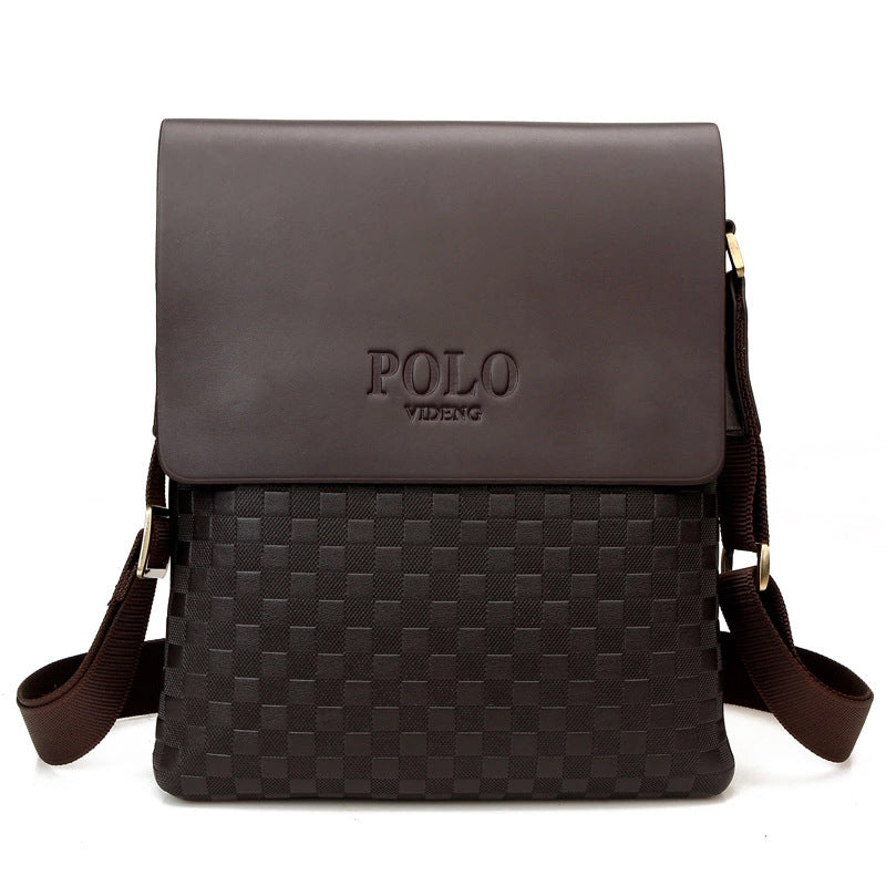 Men's Leather Shop Pressure Vertical Leisure Plaid Men's Shoulder Bags