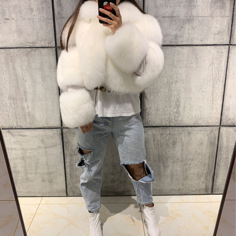 Women's Fur Imitation Stitching Lapel Artificial Coats