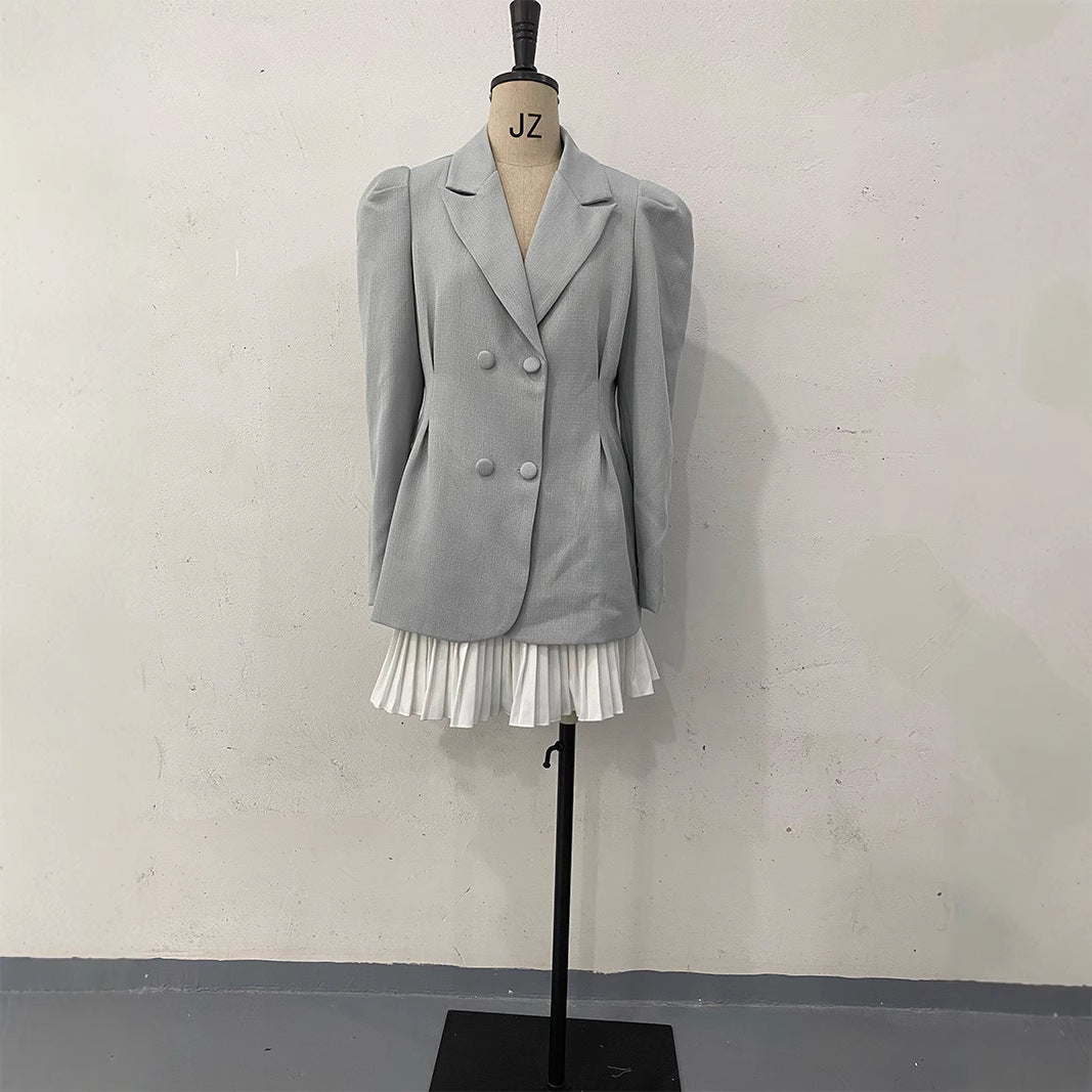 Autumn Pink Heart Breasted Long Sleeve Suits