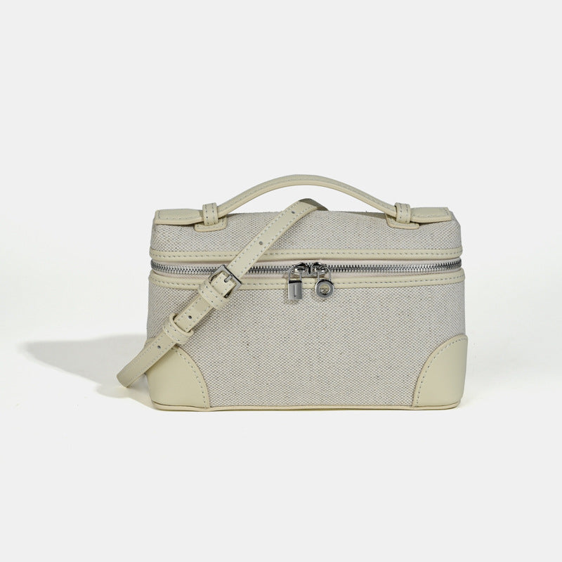 Women's Summer Cowhide With Canvas Lunch Small Square Bags