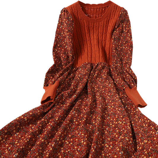 Style Stitching Lace Up Slimming Knitted Dresses