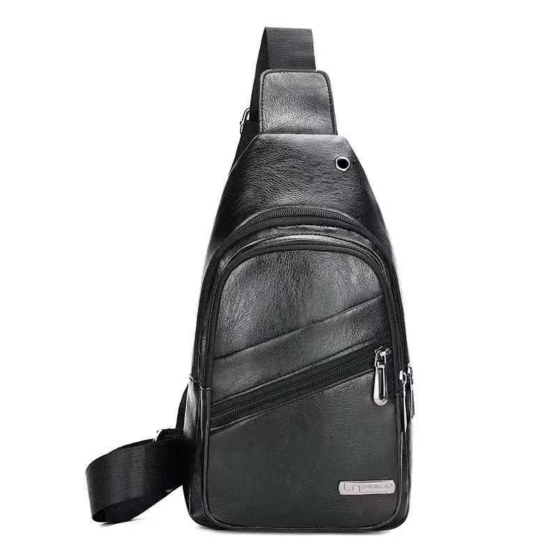 Men's Soft Leather Waterproof Korean Simple Men's Chest Bags