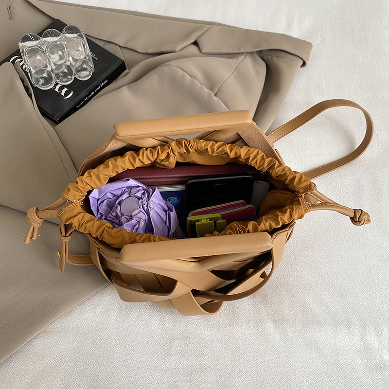 Women's High-grade Hand-woven Soft Leather Vegetable Basket Crossbody Bags