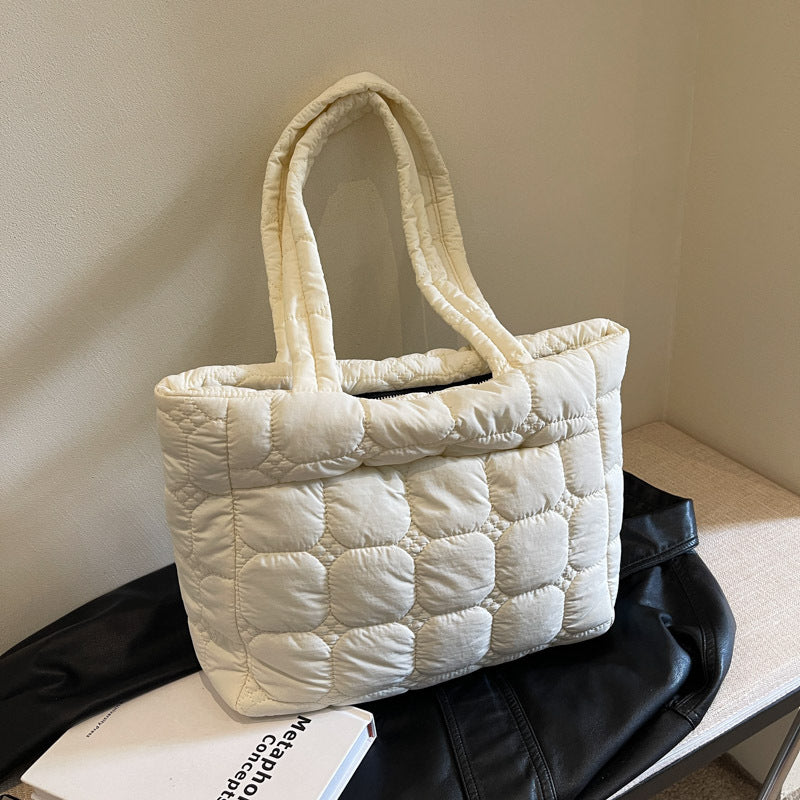 Women's Commuter Down Jacket Portable Cotton Embroidery Tote Bags