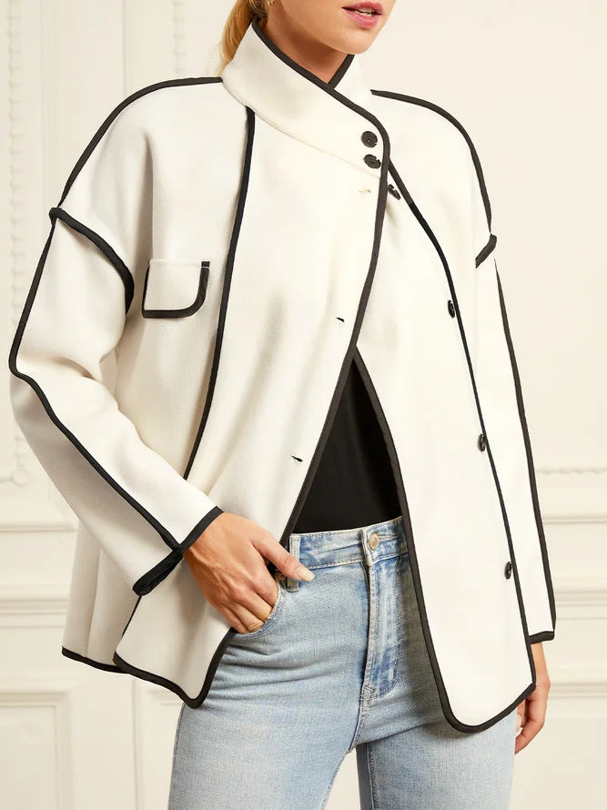 Women's Solid Color Stand Collar Stretch Shoulder Jackets