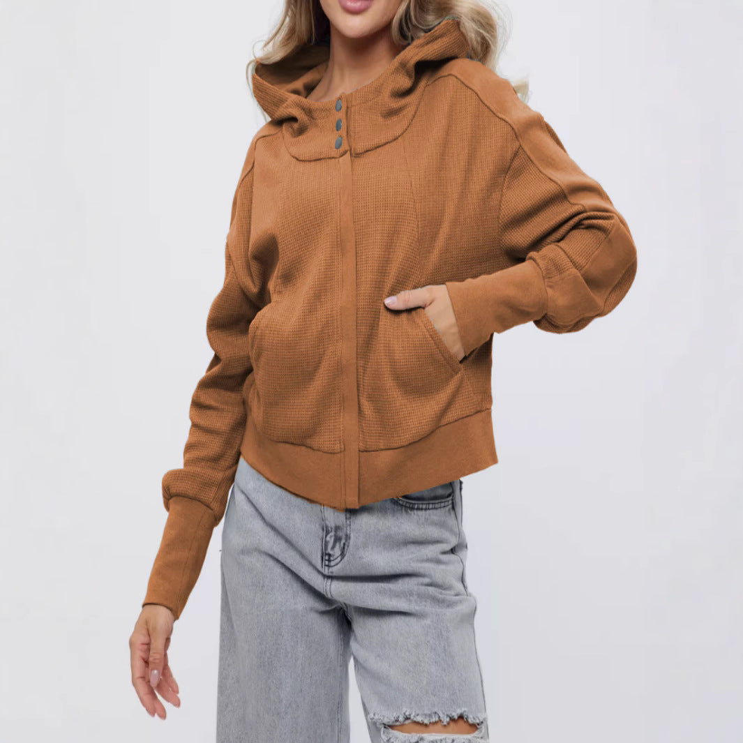 Women's Patchwork Long Sleeve Pullover Zipper Trendy Sweaters
