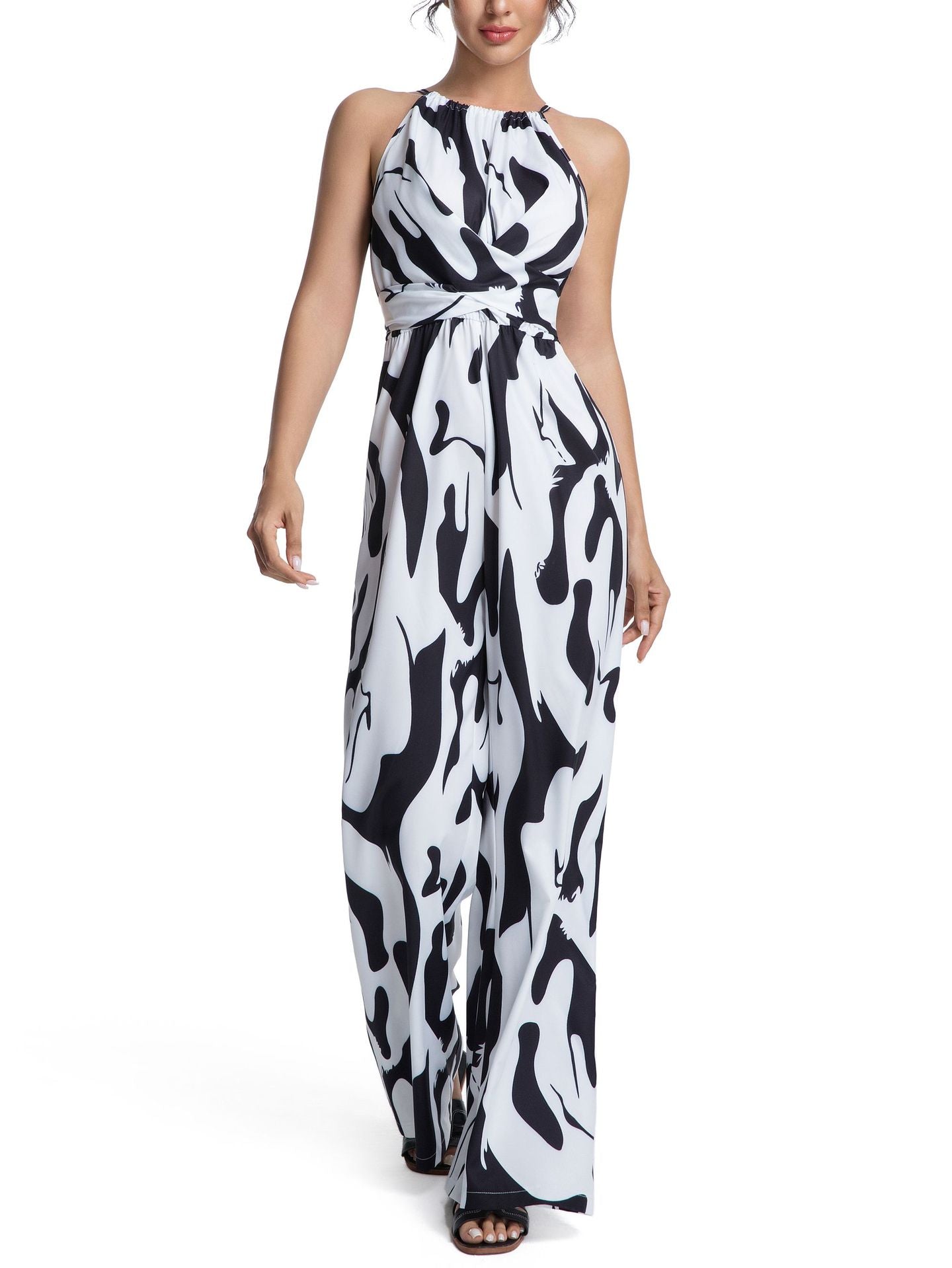 Summer Fashion Slimming Zebra Print Halter Women's Jumpsuit/clothing