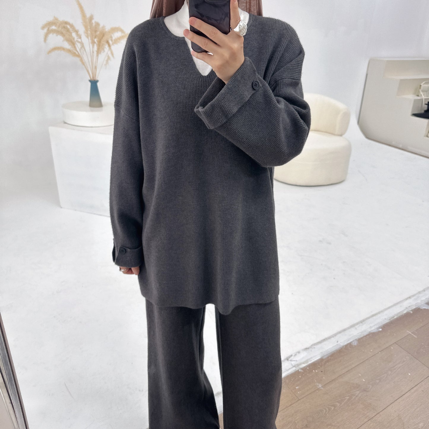 Turkey Thickened Knitting Set Solid Color Suits