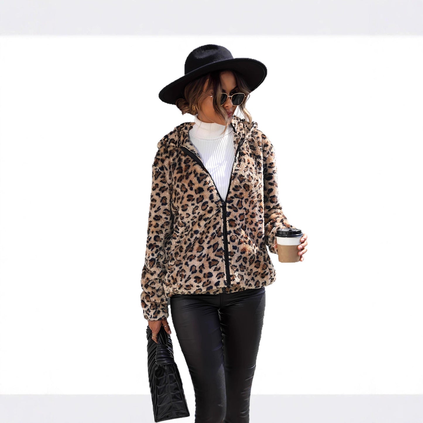 Women's Hooded Long-sleeved Double-sided Veet Casual Women's Sweater, Sweater