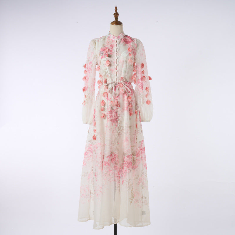 Positioning Handmade Hanging Flower Long Dress Dresses