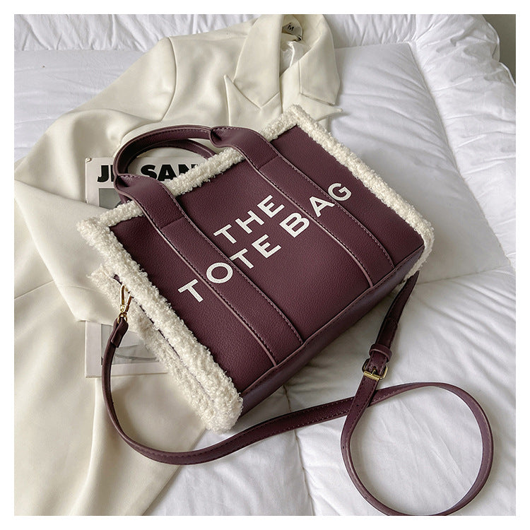 Women's Trendy Solid Color Letter Large Capacity Shoulder Bags