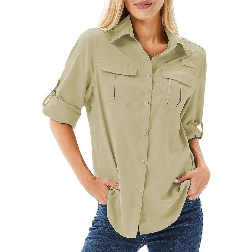 Women's Loose Button Lapel Long-sleeved Shirt Blouses