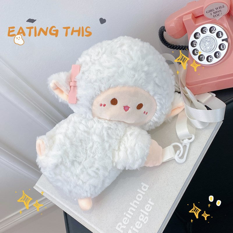 Super Lovely Soft Cute Lying Lamb Middle School Students' Schoolbags