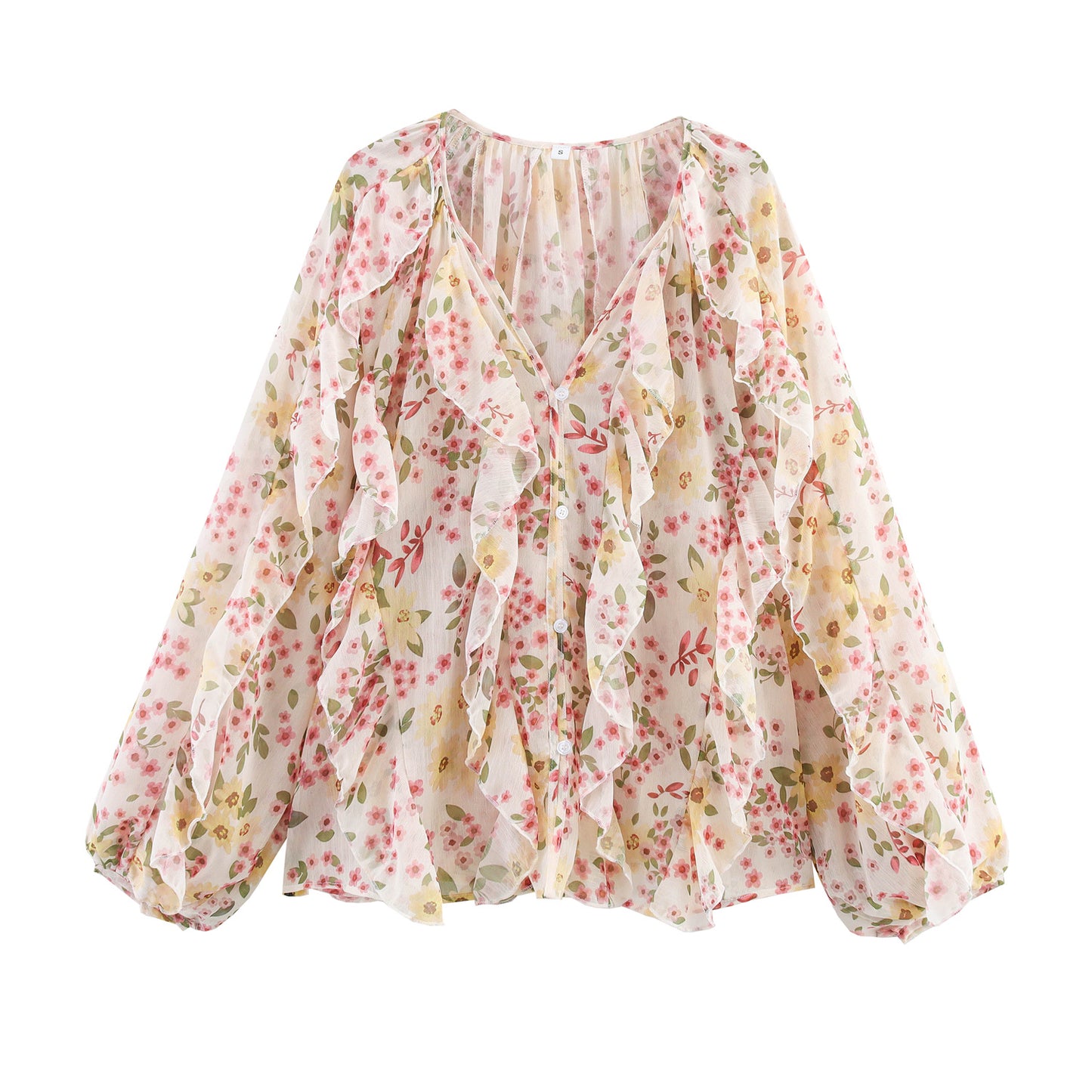 Women's Temperament Laminated Decoration Fashion Long Sleeve Blouses