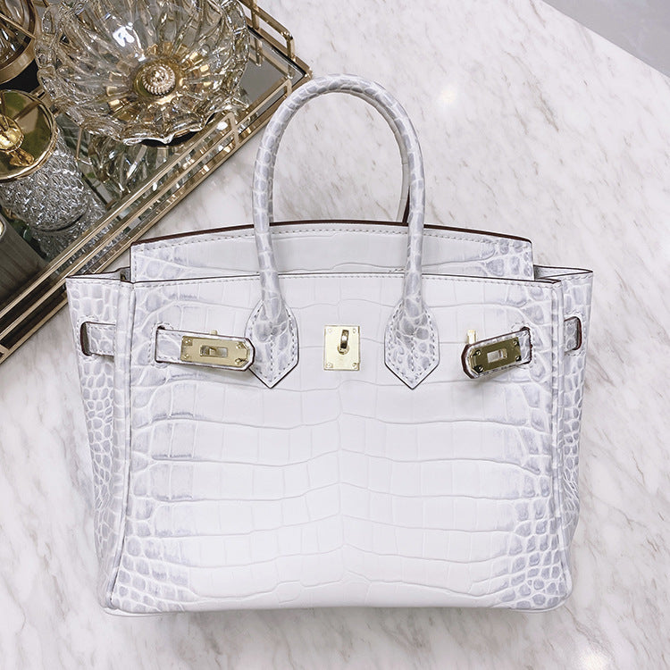 Pattern Genuine Leather Large Capacity Female Handbags