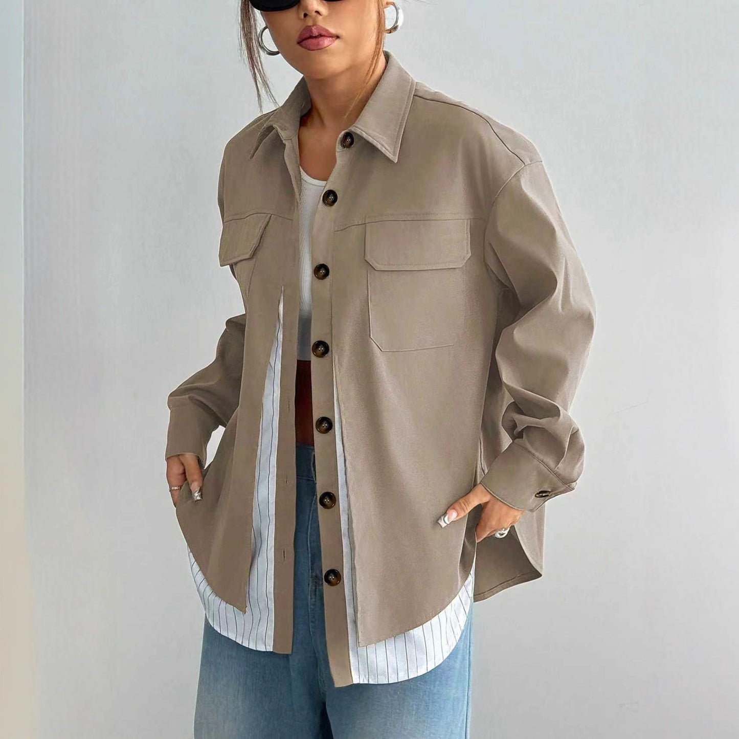 Two-piece Elegance Retro Loose Slimming Long Blouses