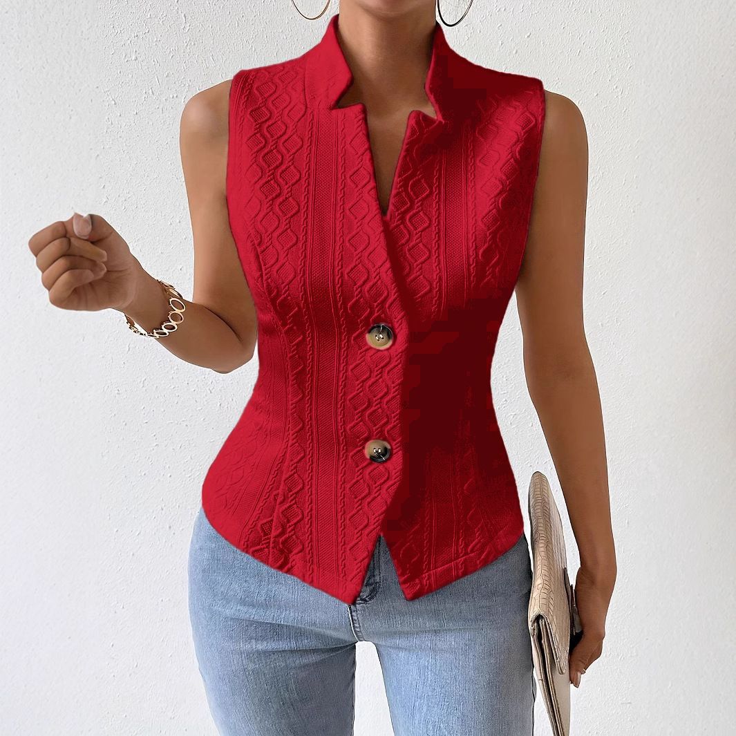 Women's Commuter Button Sleeveless Waistcoat Female Women's Vest