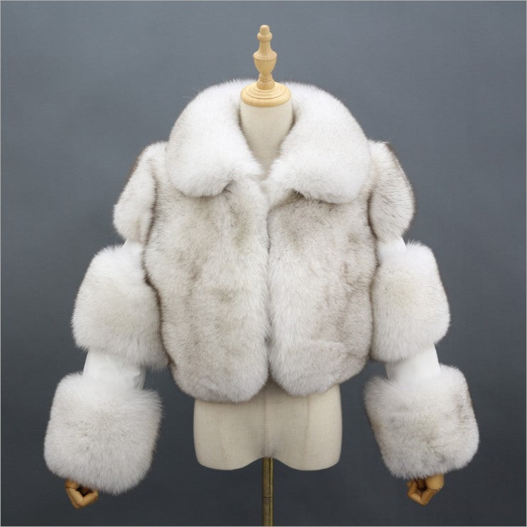 Women's Fur Imitation Stitching Lapel Artificial Coats