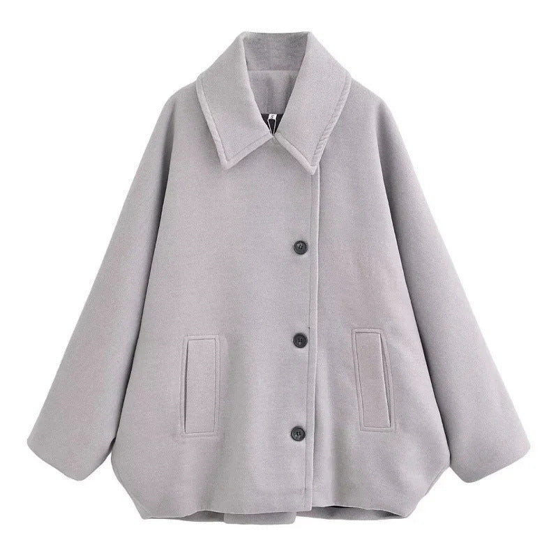 Women's Creative Single-breasted Lapel Loose Wool Jackets