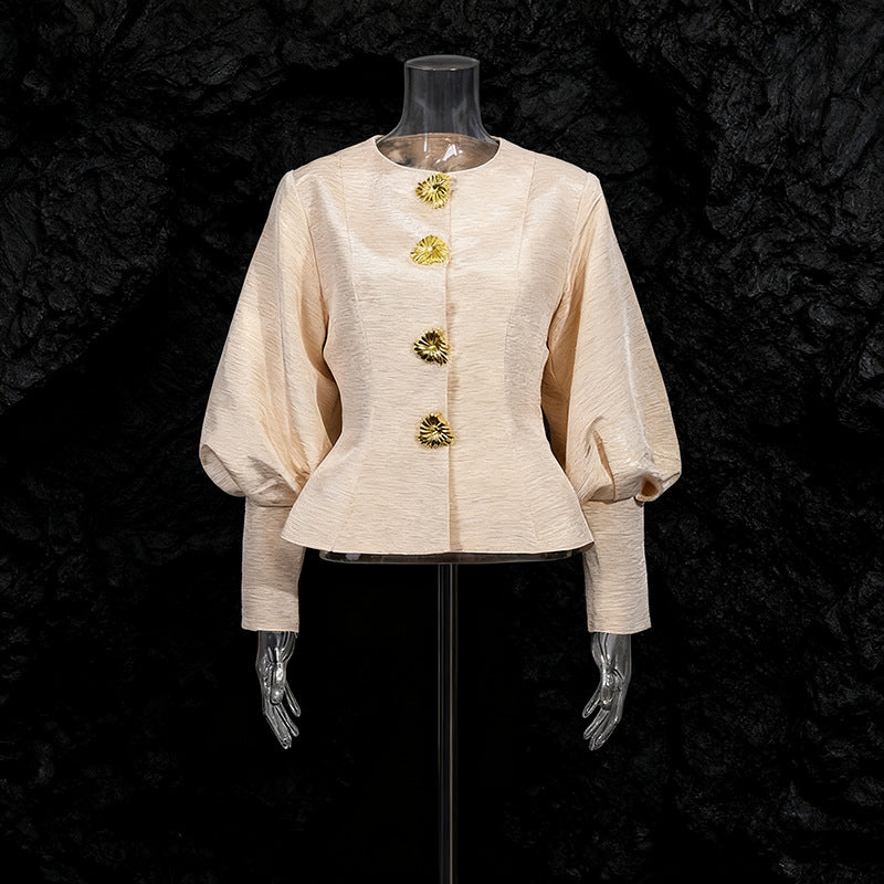 Women's French Style Gentle Autumn Fashion Single-breasted Blouses