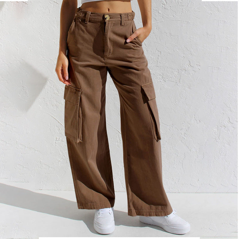 Casual Loose Wide Leg Straight Cargo Jeans