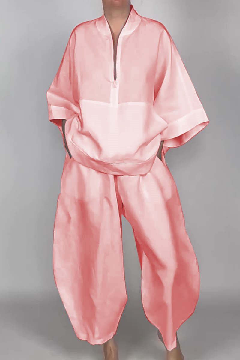 Loose Casual Solid Color Pocket Half Suits