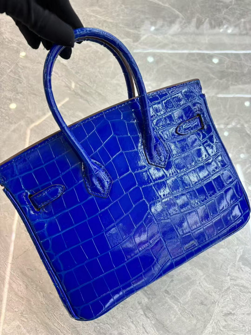 Women's Genuine Leather Shiny Patent Crocodile Pattern Bags