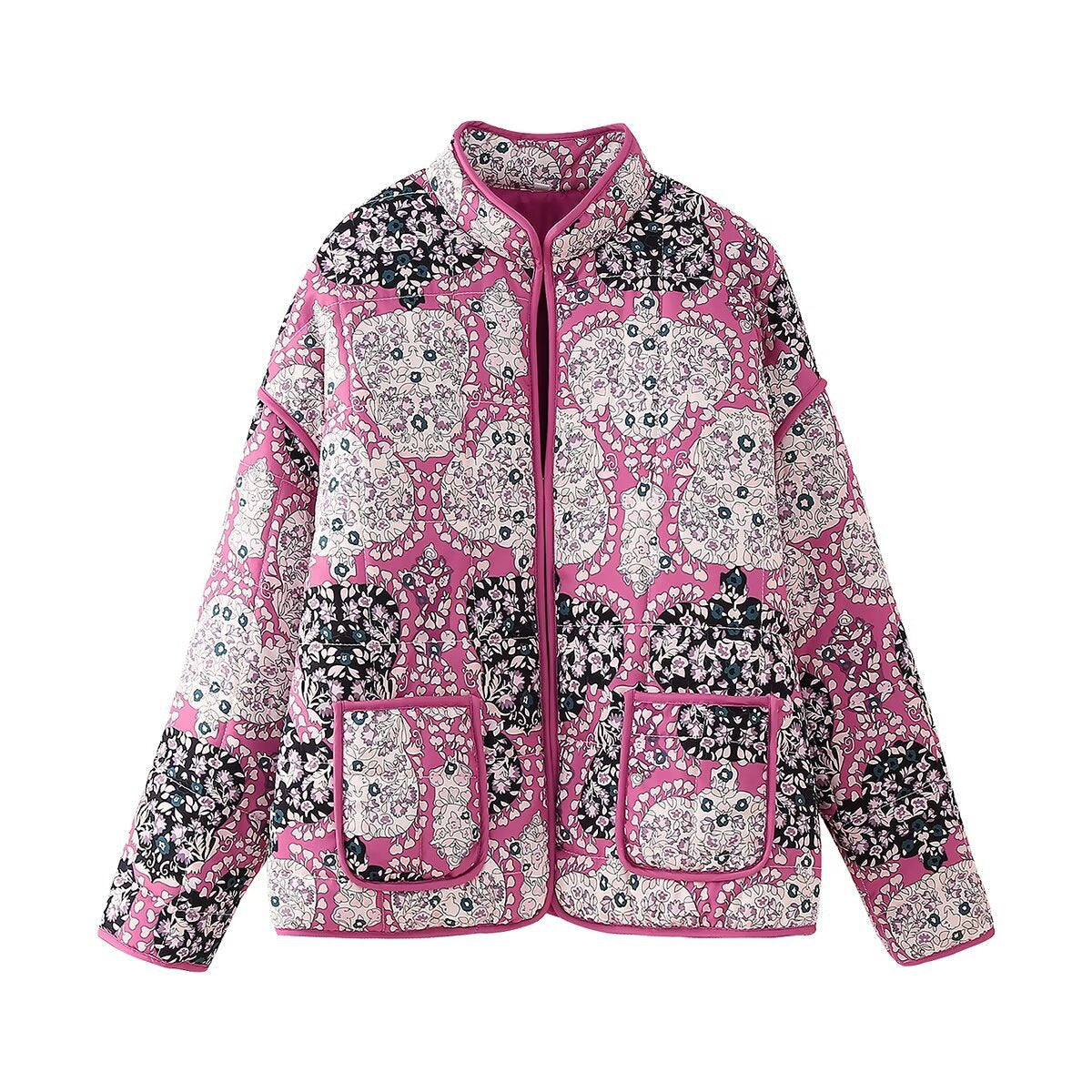 Women's Street Fashion Printed Casual Quilted Jackets