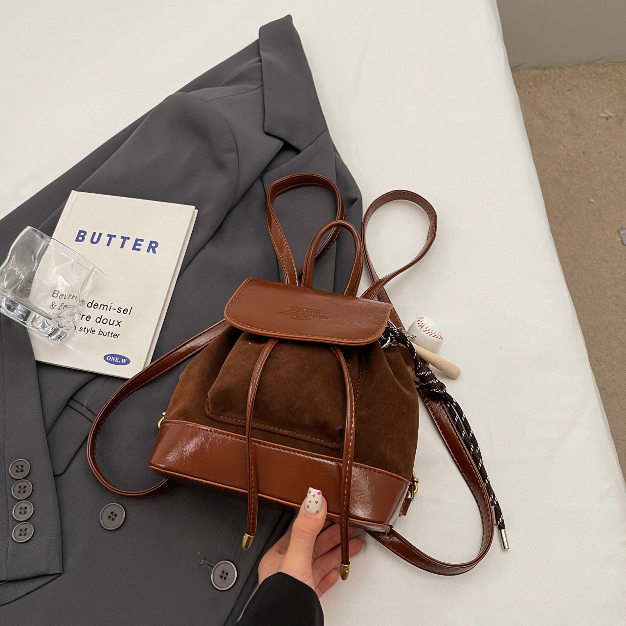 Women's Fashion Retro Suede Versatile Exquisite Backpacks