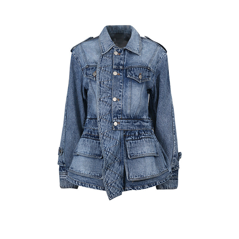 Women's Street Style Fashion Ruffles Single-breasted Lapel Three-dimensional Jackets