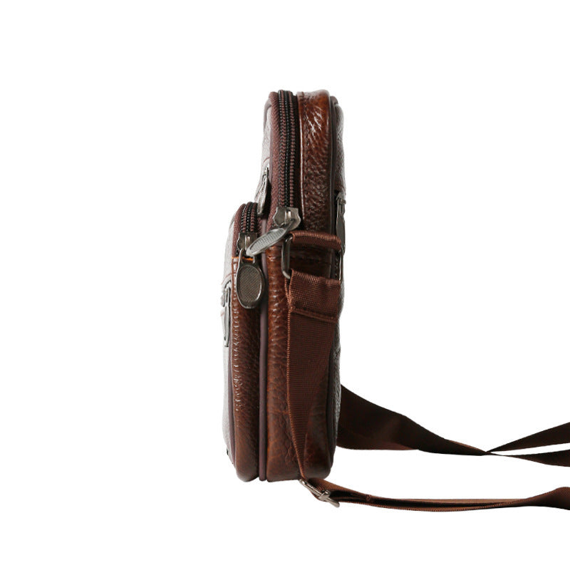 Casual Men's Versatile Vertical Leather Zipper Men's Messenger Bags