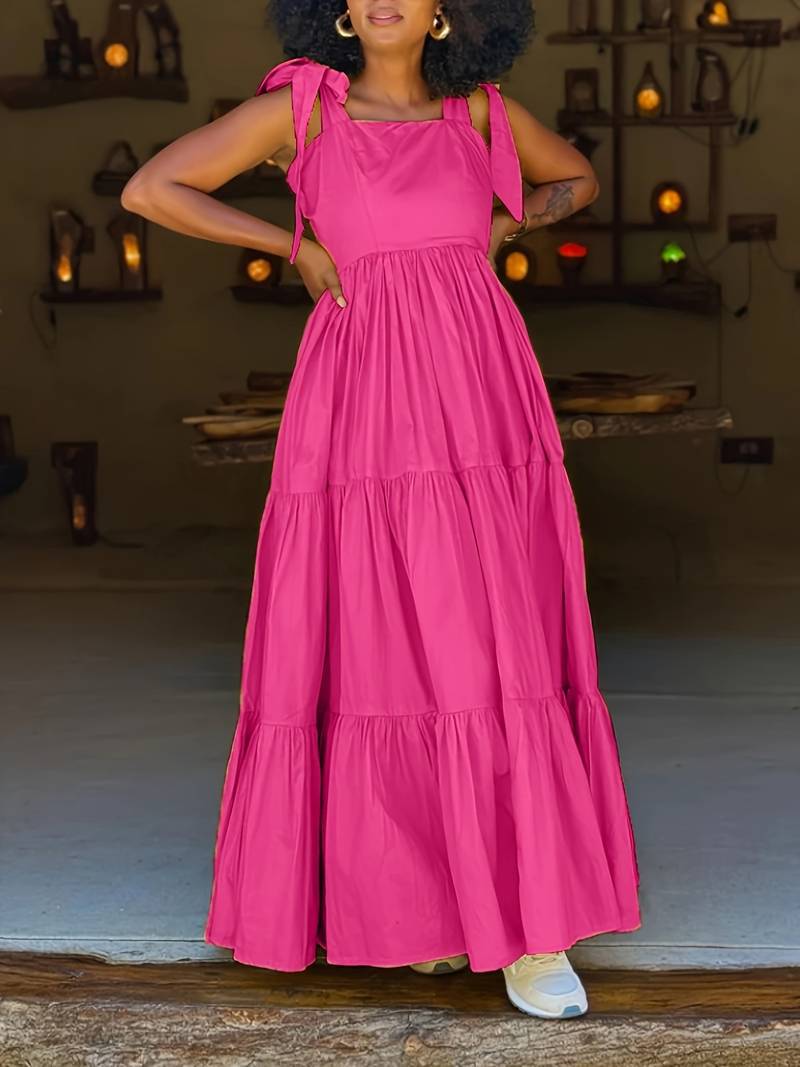 Women's Fashion Sweet Bow Tie Long Waist Dresses