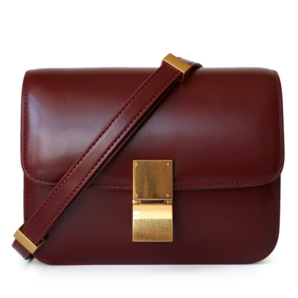 Elegant Women's Classic Leather Glossy Commute Small Square Bags