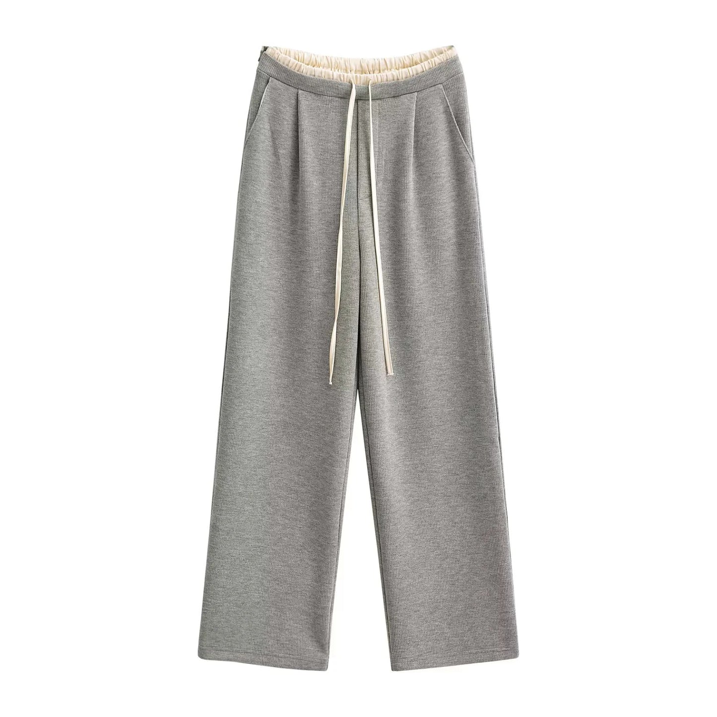 Soft Glutinous Double Brushed Casual Gray Pants